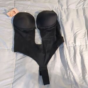 She's Waisted Plunge Backless Bra Bodysuit